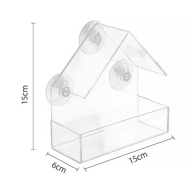 Popular Bird Feeder Transparent Food Dispenser House Outdoor Window Birdfeeder Water for Finches Chickadees