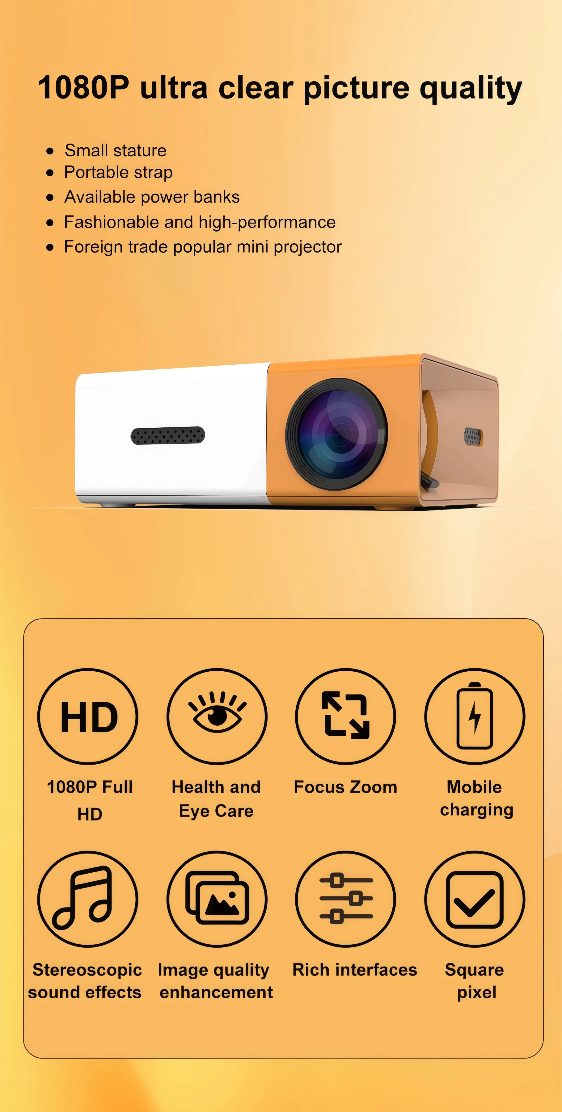 Mini Portable For Cartoon Outdoor LED Pico Movie Projector for Home Theater Kids