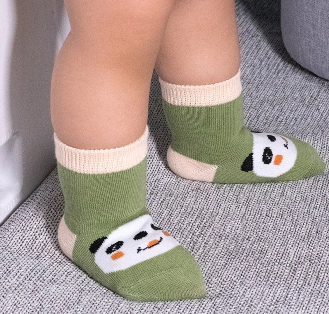 6 Pairs Kids Socks Cartoon Animal Pattern Cotton Non-Slip Floor Socks for Boys Toddler All-Season