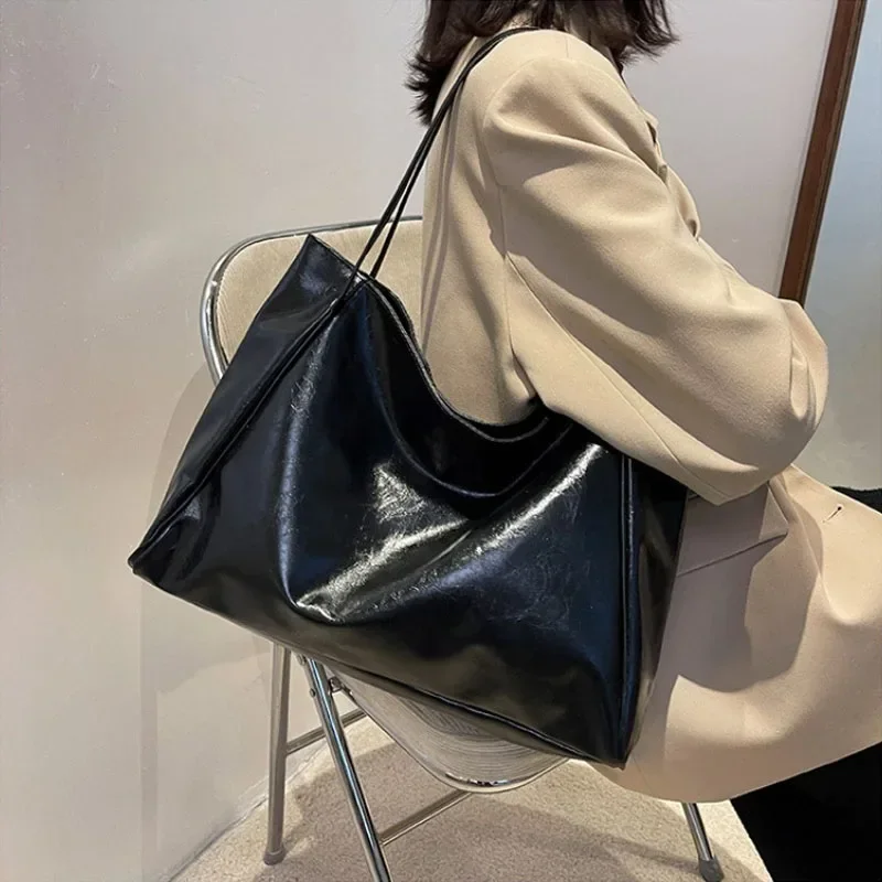 Women Tote Bags Fashion Underarm Pouch Large Capacity Soft Pu Shoulder Bag Retro Crossbody Bag Casual Portable Bucket Bag - 6