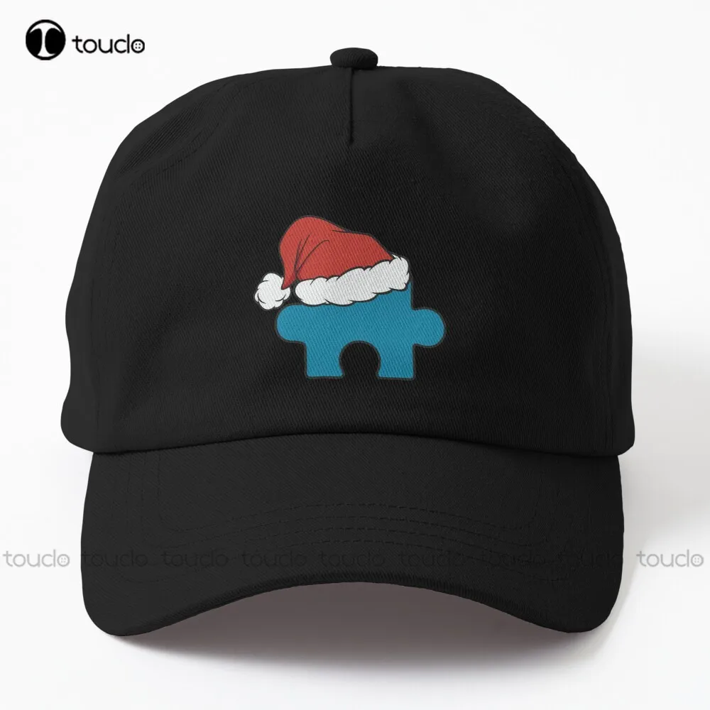 

Santa Autism Christmas Autism Awareness Dad Hat White Caps For Women Street Skateboard Harajuku Cartoon Custom Gift Denim Color