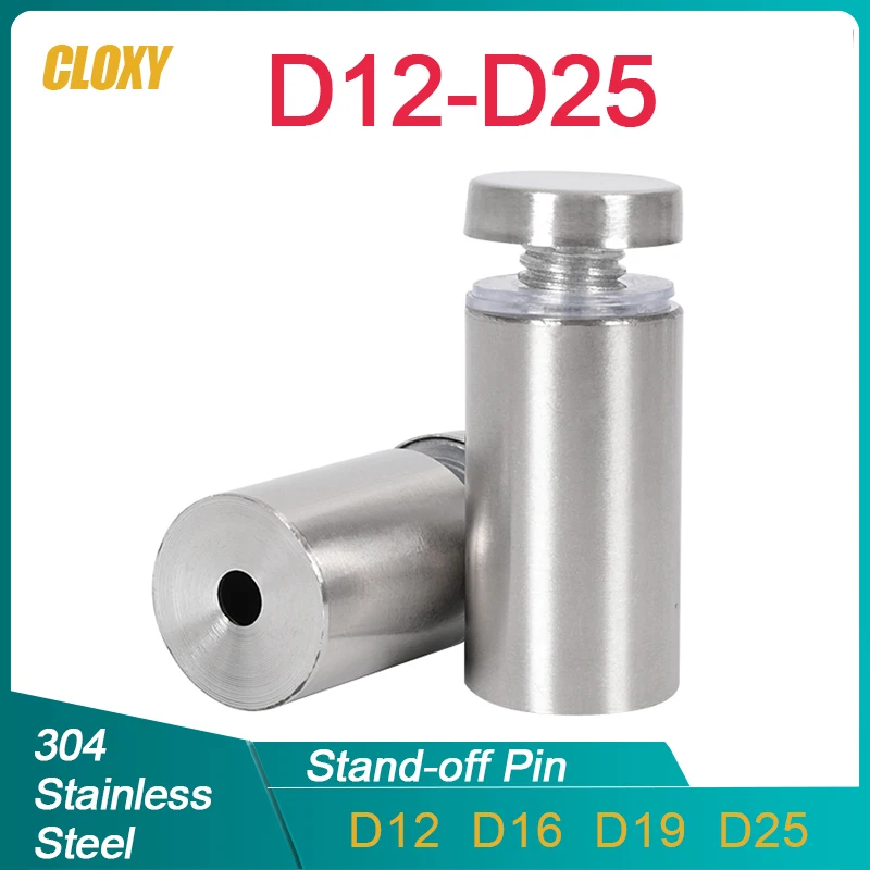 เส้นผ่านศูนย์กลาง 12 16 19 25 มม.2/4pcs สแตนเลสสตีลอะคริลิคโฆษณา STANDOFF Spacer PIN เล็บป้ายสกรูยึด 1