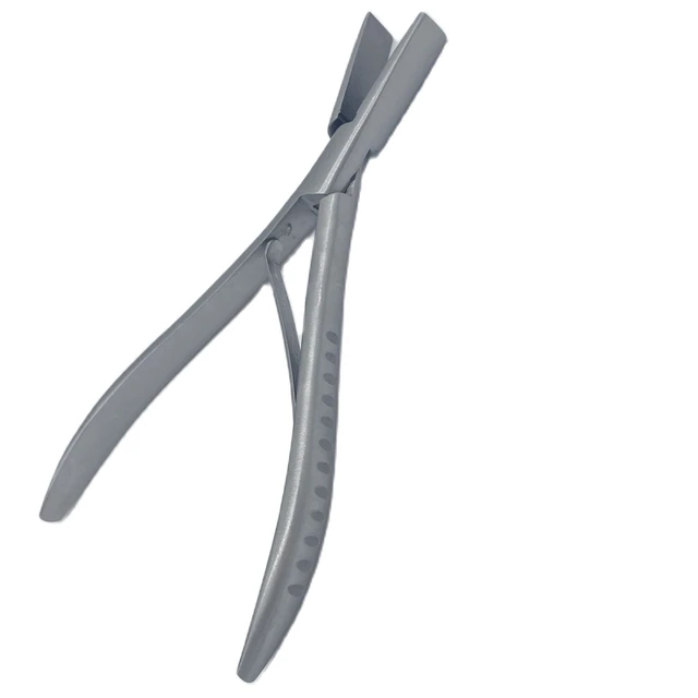 1 PC 7 inch Flat Teeth Silver Stainless Steel Clamp Hair Extension Plier with Smooth Grooves Keratin Hair Extensions Tools 4