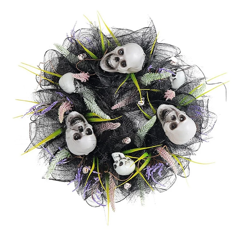 

Венок с черепом «Кошмар перед Рождеством», венок на Хэллоуин, искусственный венок с черепом для дома