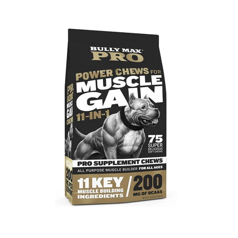 BULLY MAX PRO Power Chews For Dogs, Increase Strength Muscle-building Weight Gain, Skin, Coat 11-in-1 Performance Health Support