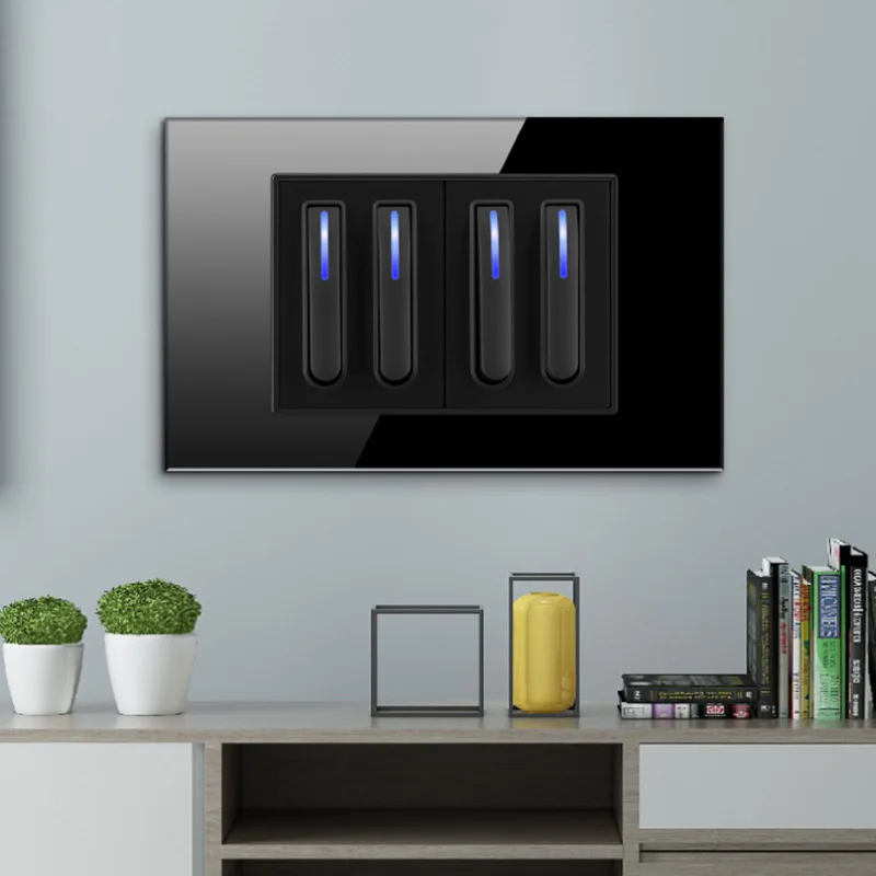 Americanblacktemperedglass15AwalllightswitchUSPlugUSBQuick