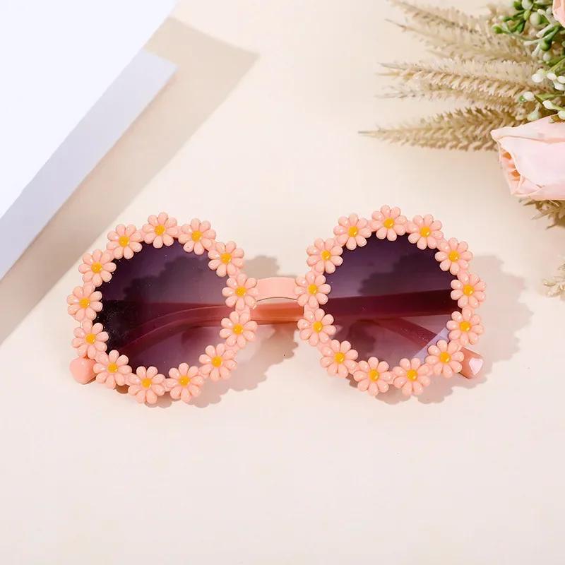 Kids Sunglasses Acrylic Flower Outdoor Sun Protection Summer Children Cute Baby Girls Classic UV400