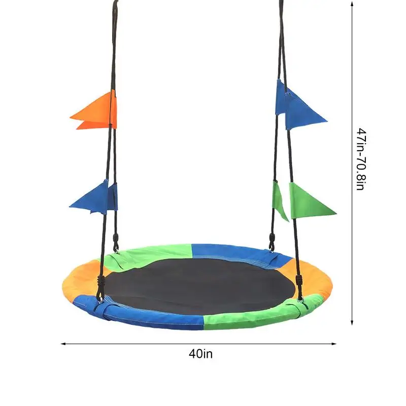Flying Saucer Tree Swing Set 100CM Garden Swing Kids Hanging Seat Indoor Outdoor Platform Saucer 660lb Kids & Adult Outdoor Toy 6