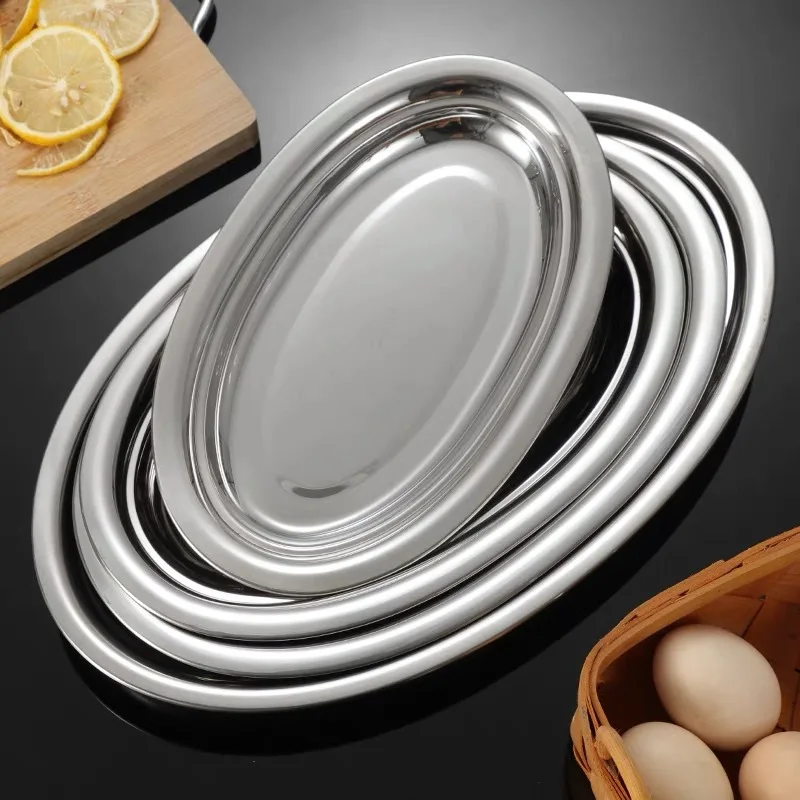 Stainless Steel Oval Fish Plates for Household Dinner