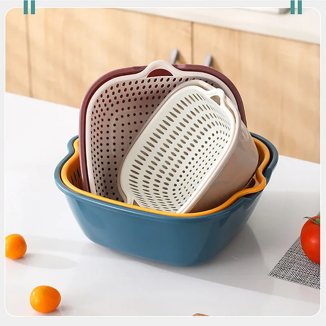 Panier de vidange multifonctionnel, pour le lavage des fruits et légumes,  passoire, Classification du bassin, outil de stockage, Gadget de cuisine,  1/3 pièces - AliExpress