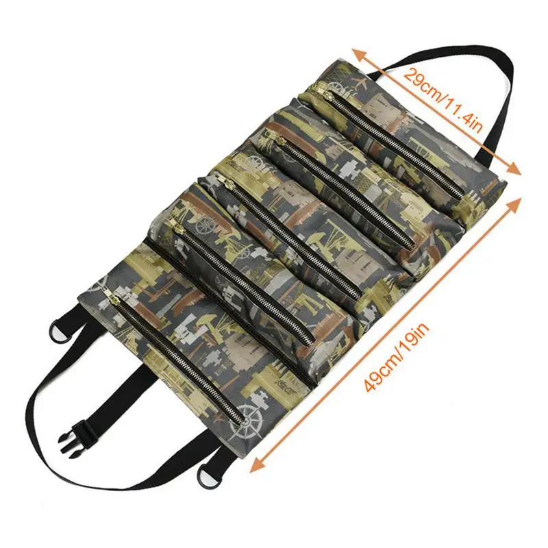 Tool Roll Bag Heavy-Duty Large Canvas Roll Up Tool Bag Organizer Multi Purpose Tool Organizer For Car Pliers Electrician Tools