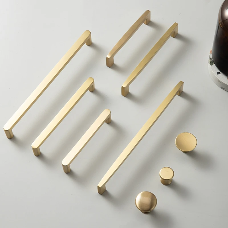 Mecans Modern Gold Knob Pure Copper Kitchen Handles Cupboard