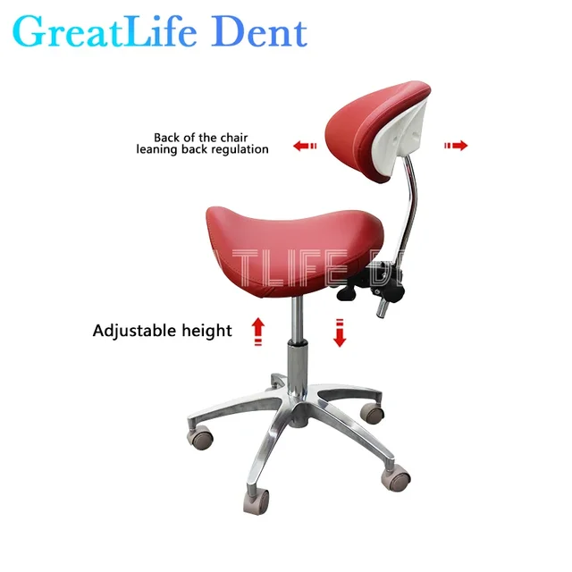 GreatLife Dent Dental Dentist Mobile Office Chair Dentist PU Leather Clinic Spa Massage Stool Height Adjustable Doctors Chair
