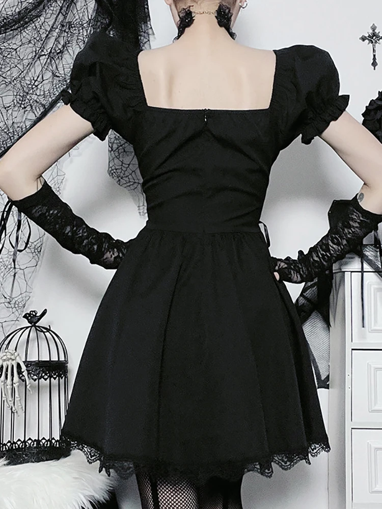 black dresses emo Amazon.com: Women Goth Spaghetti Strap Mini Dress Print Rose Lace Black  Punk Dress Y2K Fairy Grunge Backless Emo Party Dress Alt Clothes: Clothing,  Shoes & Jewelry