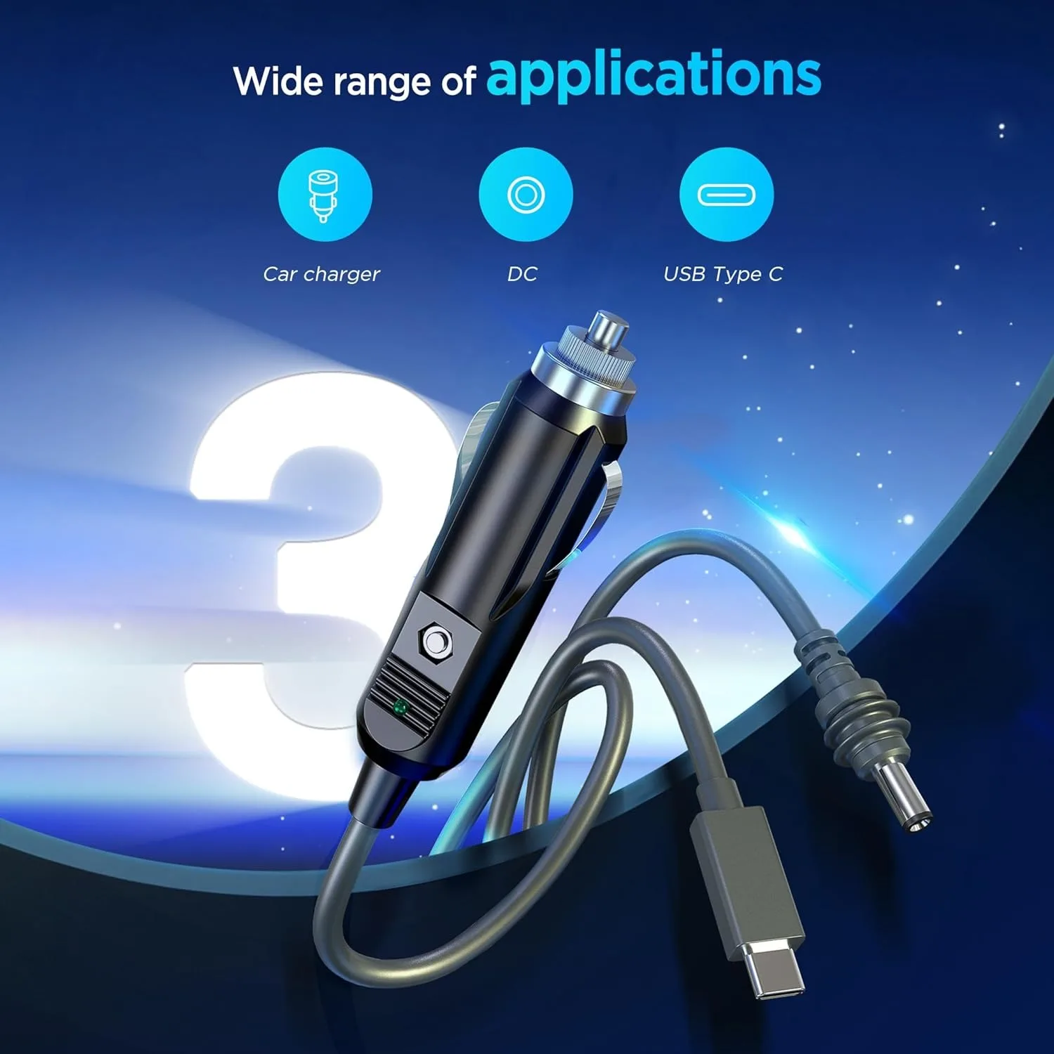 3 in 1 스타링크 미니 케이블, 고속 USB C/차량용 충전기/DC-DC 교체 케이블 전원 케이블 액세서리