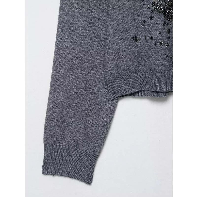 Chic Elegant Bead Women Cardigan O-Neck Long Sleeve Knitted Cardigans For Women Fashion 2025 Autumn Winter Sweater Knitwear Coat