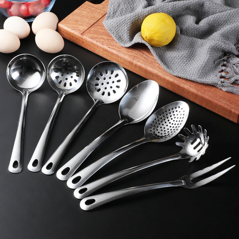 1 Pc Stainless Steel Cutlery Set Serving Shovel Scoop Spoon Colander Meat Fork Home Cookware kitchen gadget sets