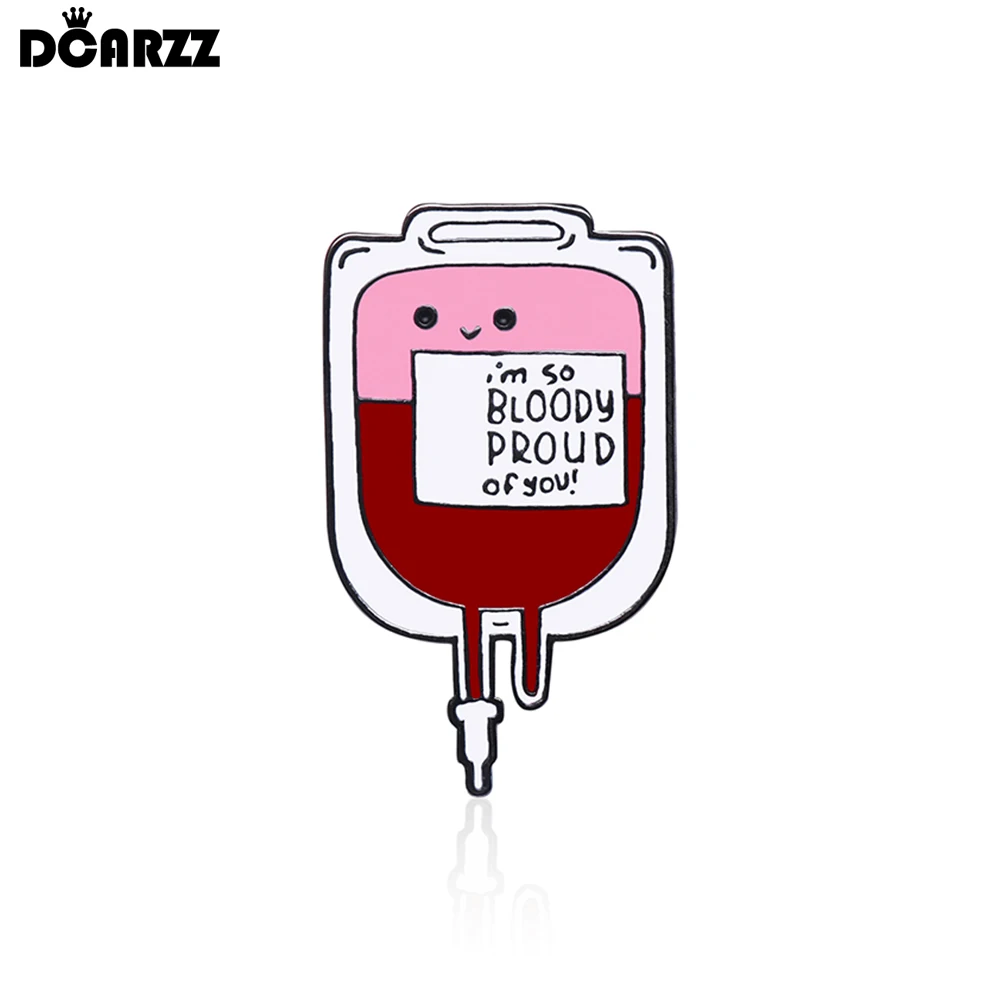 DCARZZ 귀여운 의료용 에나멜 혈액 가방 브로치 핀, 신약 사랑스러운 옷깃 배낭 배지 쥬얼리, 의사 간호사 선물