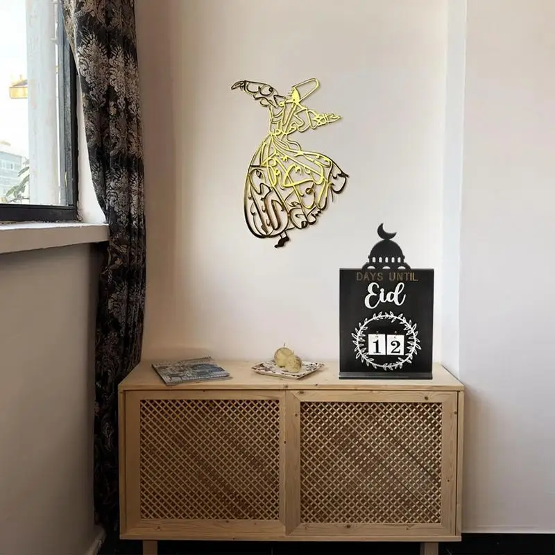 나무 Eid 강림절 달력 장식, 나무 성 강림절 달력, 나무 카운트다운 달력 장식, 선반용 Eid 장식