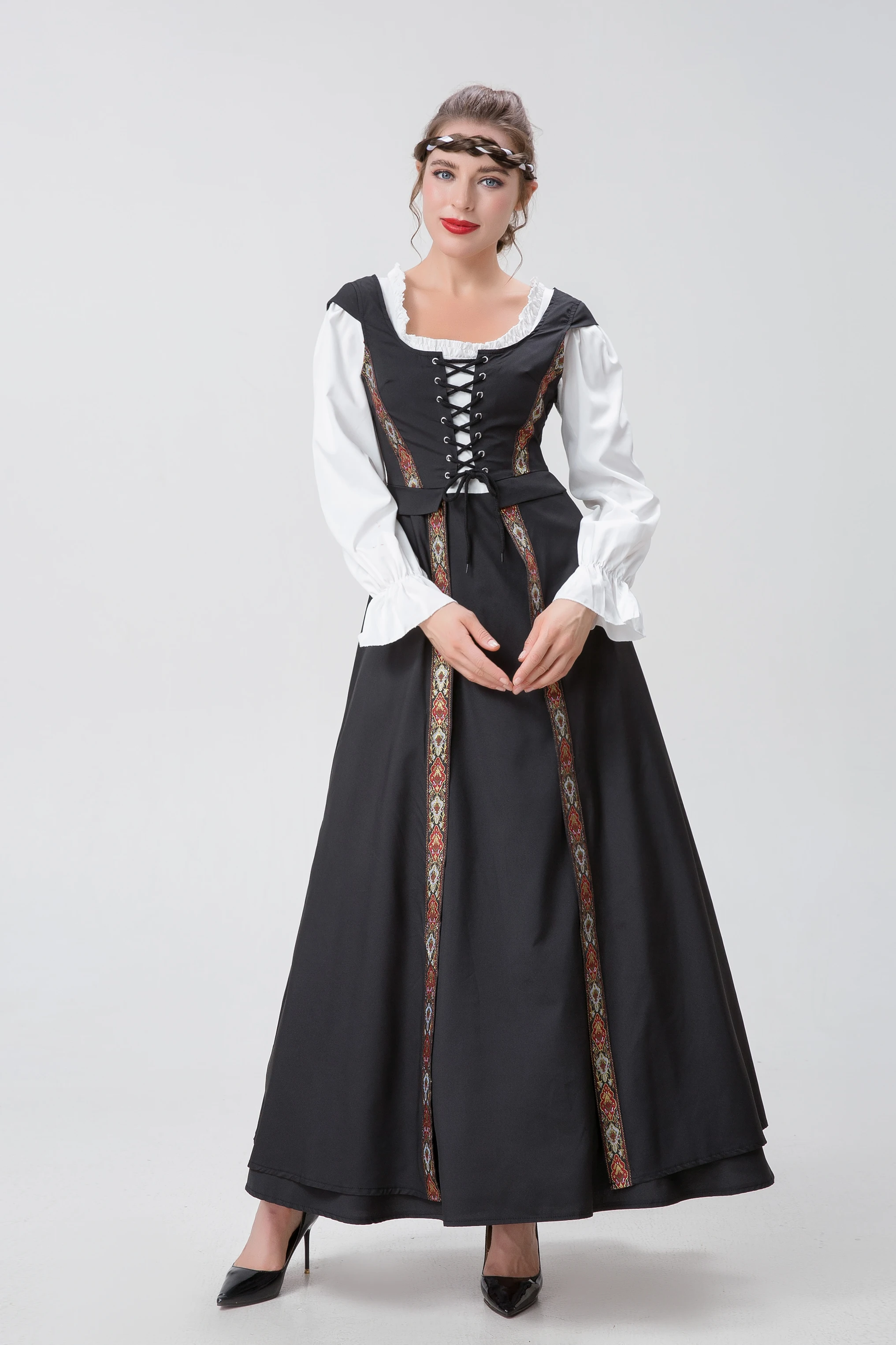 

Halloween European Medieval Retro Court Queen Cosplay Costume Stage Performance Gothic Victoria Princress Fancy Dress