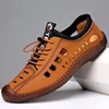 Men's Casual Summer Shoes Soft Bottom Breathable Leather Sandals Hollow out Design Comfortable Slip-On Footwear for Men