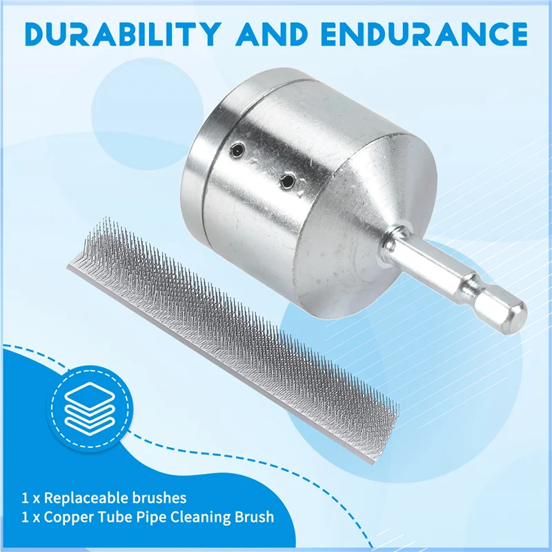 KYCOR-Metal Copper Pipe Cleaner With 1 Replaceable Brushes Tube Cleaning Brush Tube Cleaning Brush For Power Drill