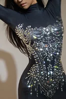 STOCK Sparkling Rhinestone Stretch Jumpsuit Women Sexy Club Evening Party Wear Drag Queen Singer Dancer Stage Perform Costume - Image 5