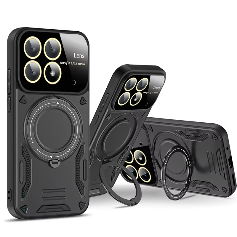 Luxury Armor Magnetic Ring Stand Back Cover with Magsafe Wireless Charging Compatibility