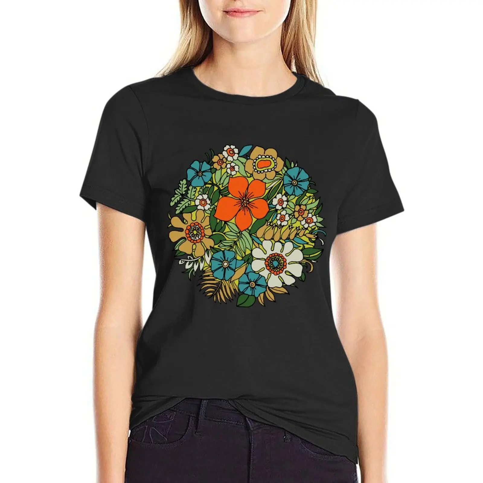 

70s Plate T-Shirt Blouse animal print sports fans quick drying graphic t-shirts for Women