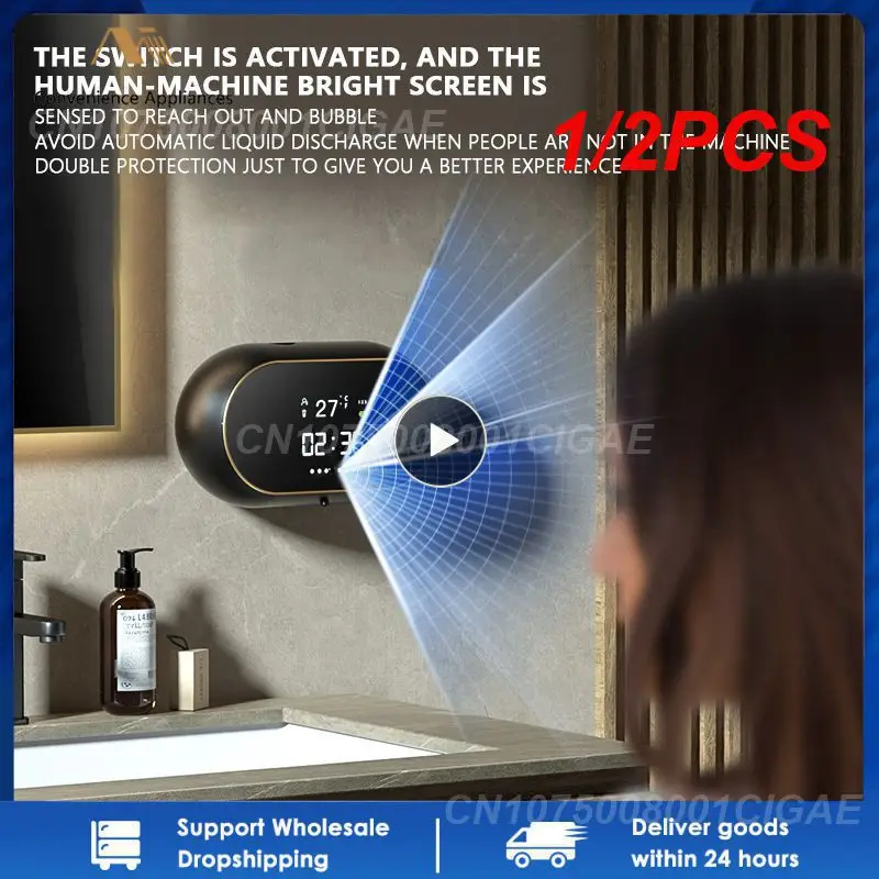 

1/2PCS Automatic Wall Hanging Foaming Soap Dispenser Contactless Sensor Charging Smart Foaming Machine Liquid Dispenser Hand