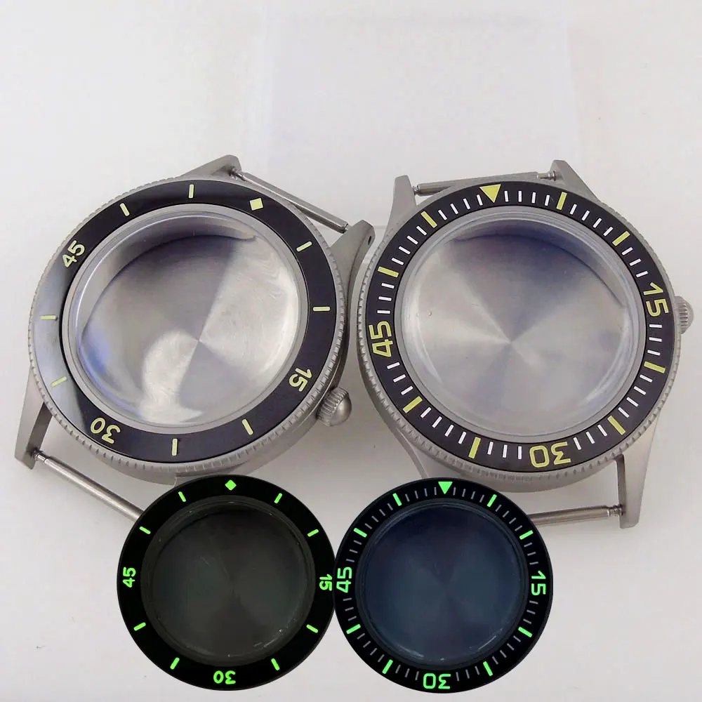 

40mm Sandblasted Watch Case Blue AR Coating Bow Domed Sapphire Glass for NH35 NH36 NH38 ETA2824 PT5000 Movement Super Lume Bezel