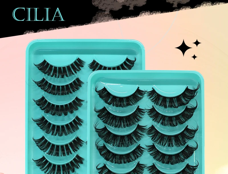 Description Picture 3 of item10 Pairs 3D Russian Volume Eyelashes Fluffly Natural Thick Mink False Lashes Reusable Strip Lash Extentions Cilios Makeup
