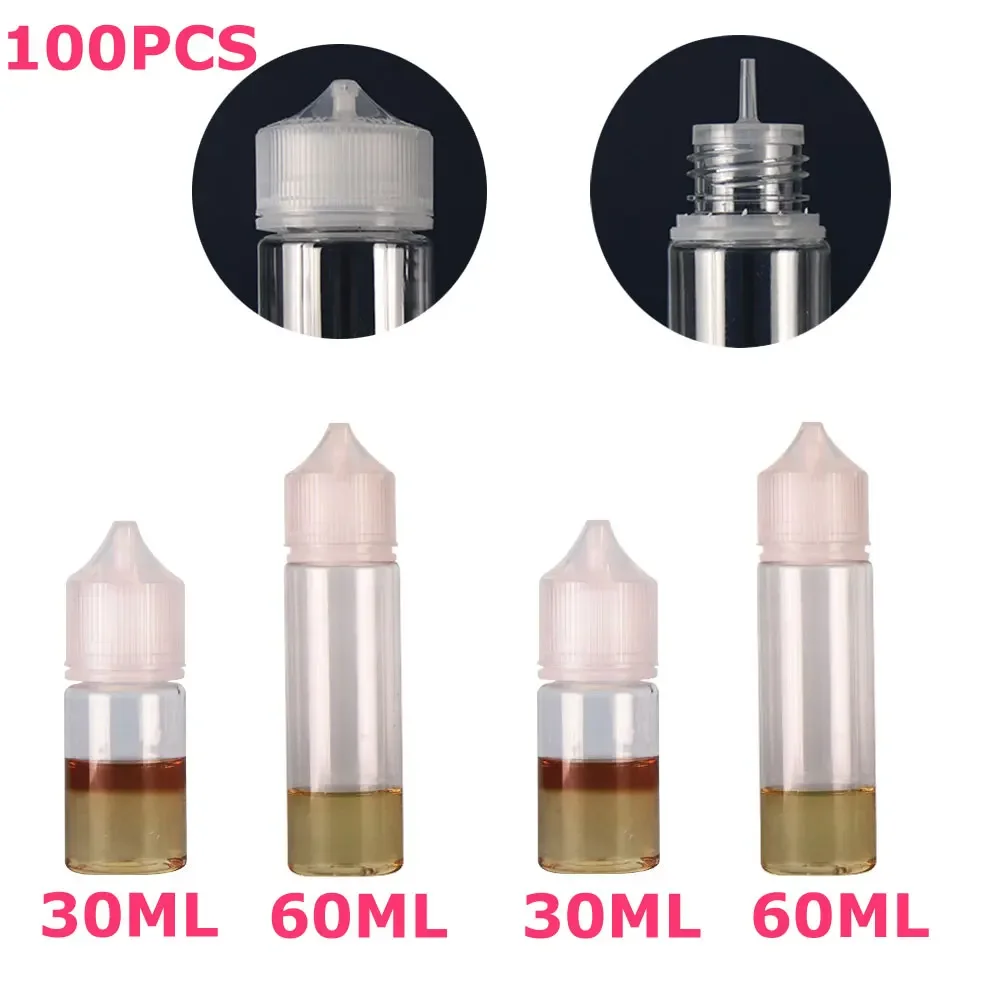 

100 X 30ML 60ML PET Empty Plastic e Liquid Juice Oil Fat Vape Dropper Bottles Jars Containers New 2019
