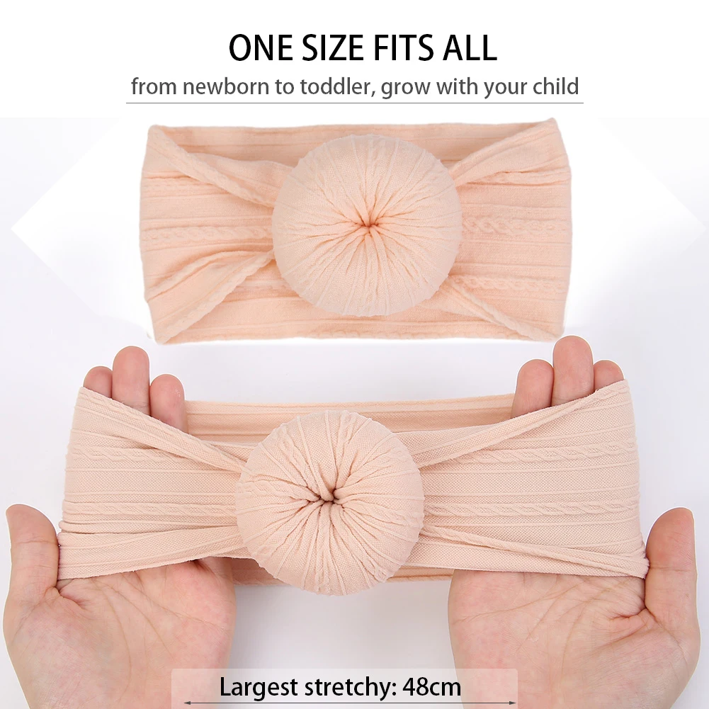 Cotton Bow Headbands for Baby Girls – Elastic Hairbands with Dot, Stripe, and Floral Prints