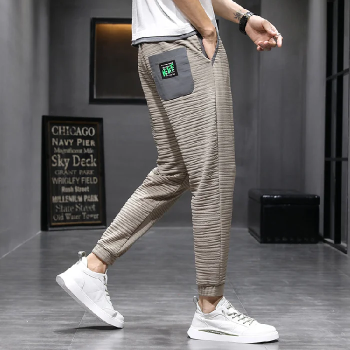 Silk Ice Loose Jogging Pants Men Summer Thin Long Length Drawstring Casual Men Trousers Clothing Korea Style Harem Pants Men alibaba pants Harem Pants