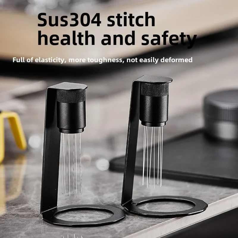 WDT Tool Ago per agatore per caffè espresso con 8 aghi, supporto per assorbimento magnetico, agazione per caffè barista, strumento di distribuzione  15