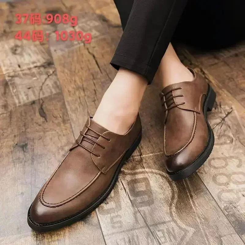 

New Men's Leather Shoes Thick Bottom Big Toe Derby Shoes Korean Classic Casual Simple Luxury Formal Wear Derby Shoes