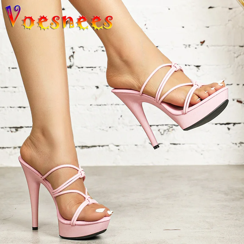 Women Summer Sexy Slippers Fashion Platform Sandals 13CM Outdoor Leisure High Heels Europe And America Narrow-band