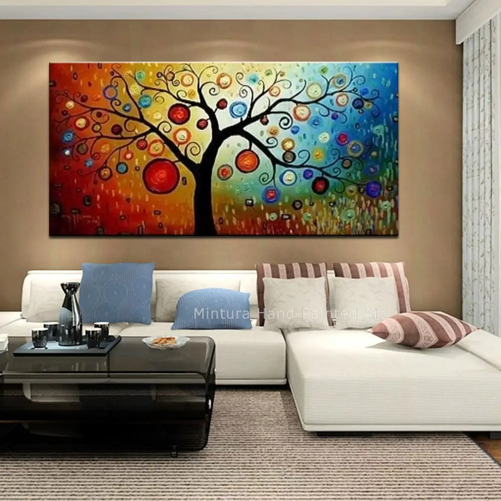 

Mintura, современная акриловая картина ручной росписи с большим изображением монетного дерева, настенное искусство, картина для гостиной, домашнего офиса, Декор
