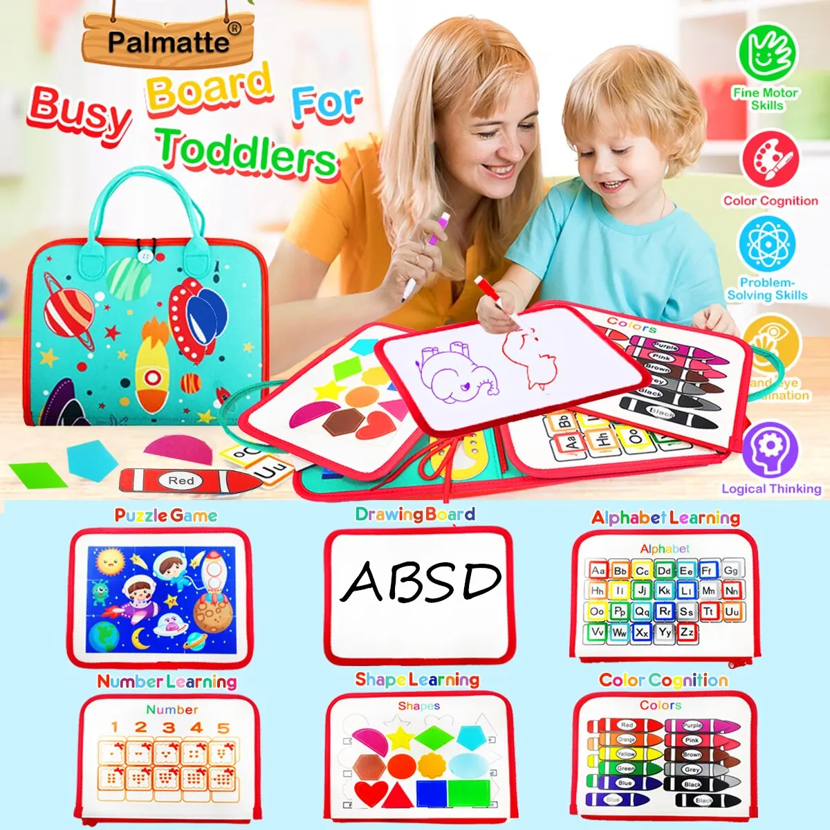Busy Board giocattoli Montessori per bambini giocattolo sensoriale apprendimento prescolare attività di viaggio educative per ragazzi abilità motorie fini
