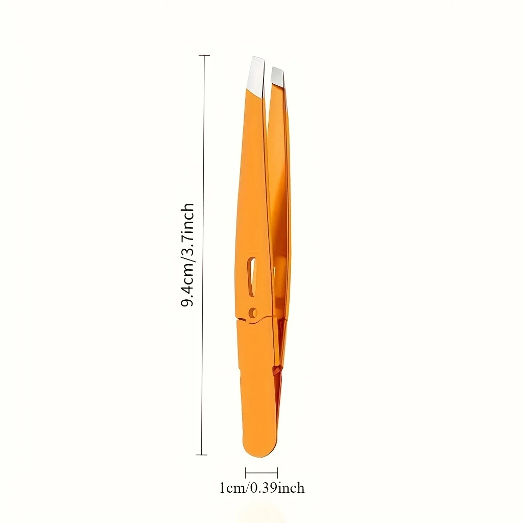 오렌지 스테인리스 스틸 눈썹 족집게 화이트 케이스 포함 민감한 피부용 정밀 팁 무통증 제모 크리스마스 선물