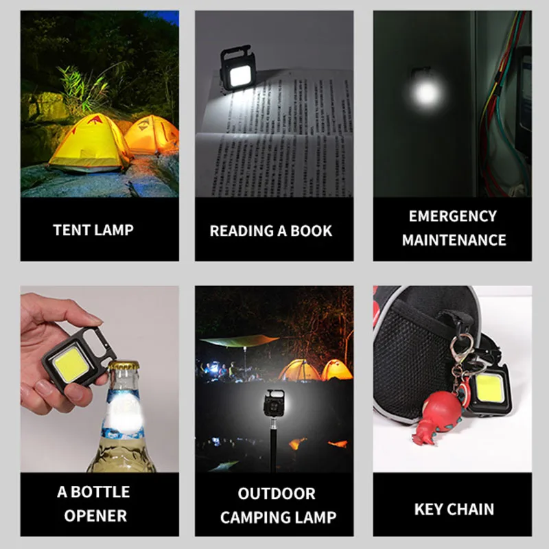 Mini Magnetic COB Keychain Light portable flashlight keychain work light portable work lights portable work light portable torch 800Lumens Bright USB Rechargeable Flashlight 3 Light Modes Portable Folding Bracket Work Lamp