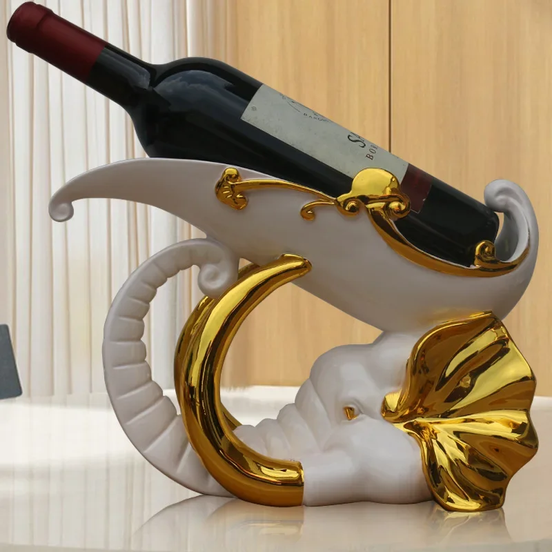 

Elephant Red Wine Holder living room luxury wine cabinet decorations High foot glass holder household wine bottle rack