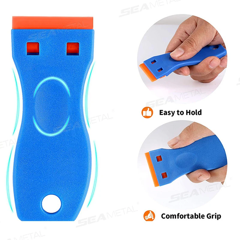 SEAMETAL Plastic Razor Blade Scraper Glue Remover with 10Pcs Blades Car Glass Cleaning Razor Scraper for Removing Sticker Labels