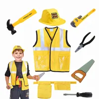 Costume de gilet de travailleur de la Construction pour tout-petits, ensemble de jeu de 5 pièces pour travailleurs, gilet réfléchissant jaune avec outils, déguisement de fête 1