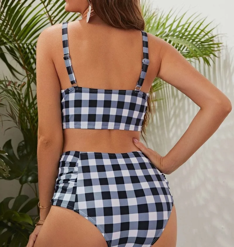Sexy Women Swimsuit Maternity Tankinis Set Summer Plaid Swimwear for Premama Beachwear Pregnant Suit Bodysuit Bikini Set