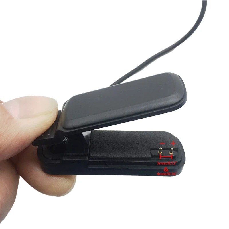 Charger Clip 2-pin 3mm/4mm USB Port Emergency Charger Dock Station50cm Charging Cable for Smart Watch Bracelet