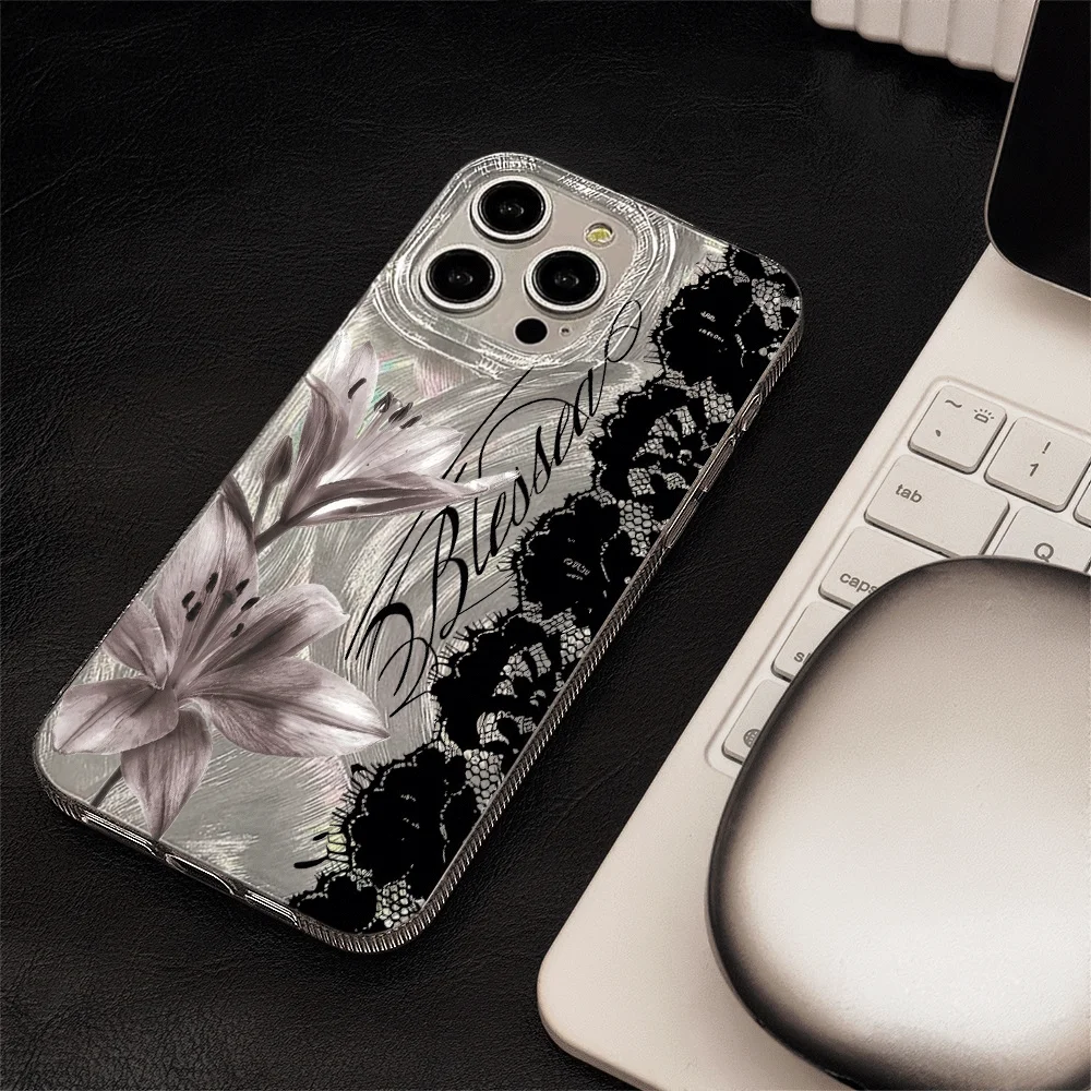 Matte Shockproof Lily Lace Korean Cover Phone Case