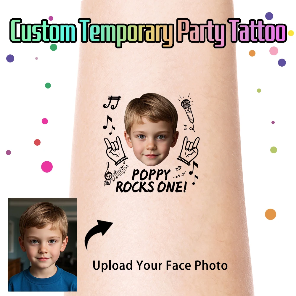 15 Stück individuelle Gesichts-Foto-Tattoos, temporäre Party-Tattoos, personalisiertes Gesichtsaufkleber-Design für alles Gute zum Geburtstag, Partys, Dekoration