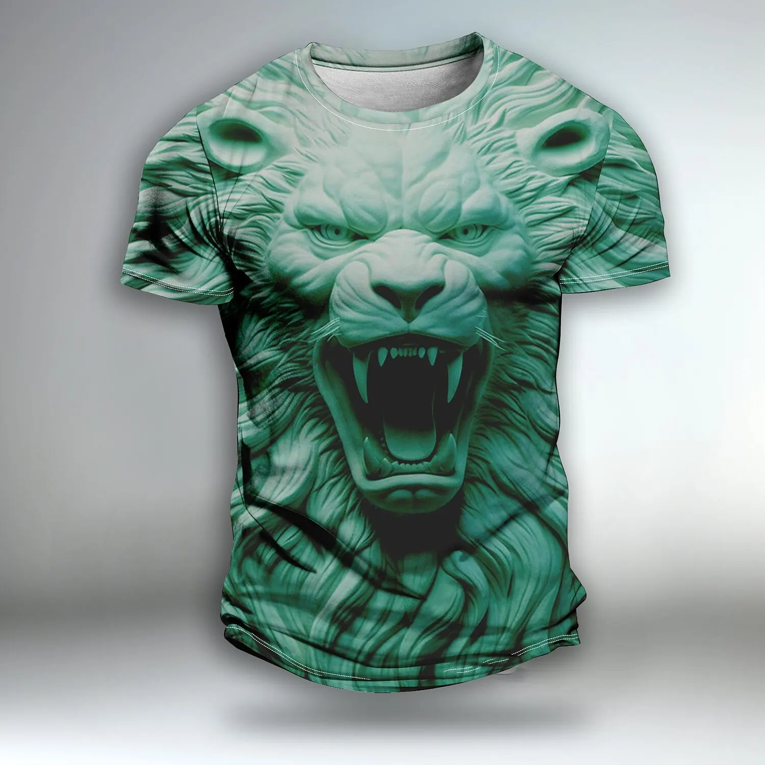 

Fashion 3D Lion Print T Shirt For Men Boutique Animal Pattern Short Sleeve Tops Casual O-neck Oversized T-shirts Summer Clothing